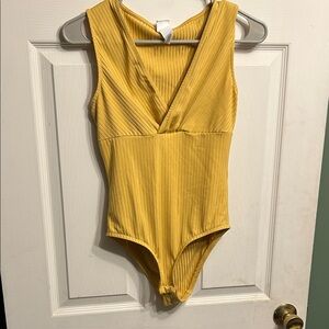 Yellow H&M Snap Closure Bodysuit (shoulder to hem 26”)